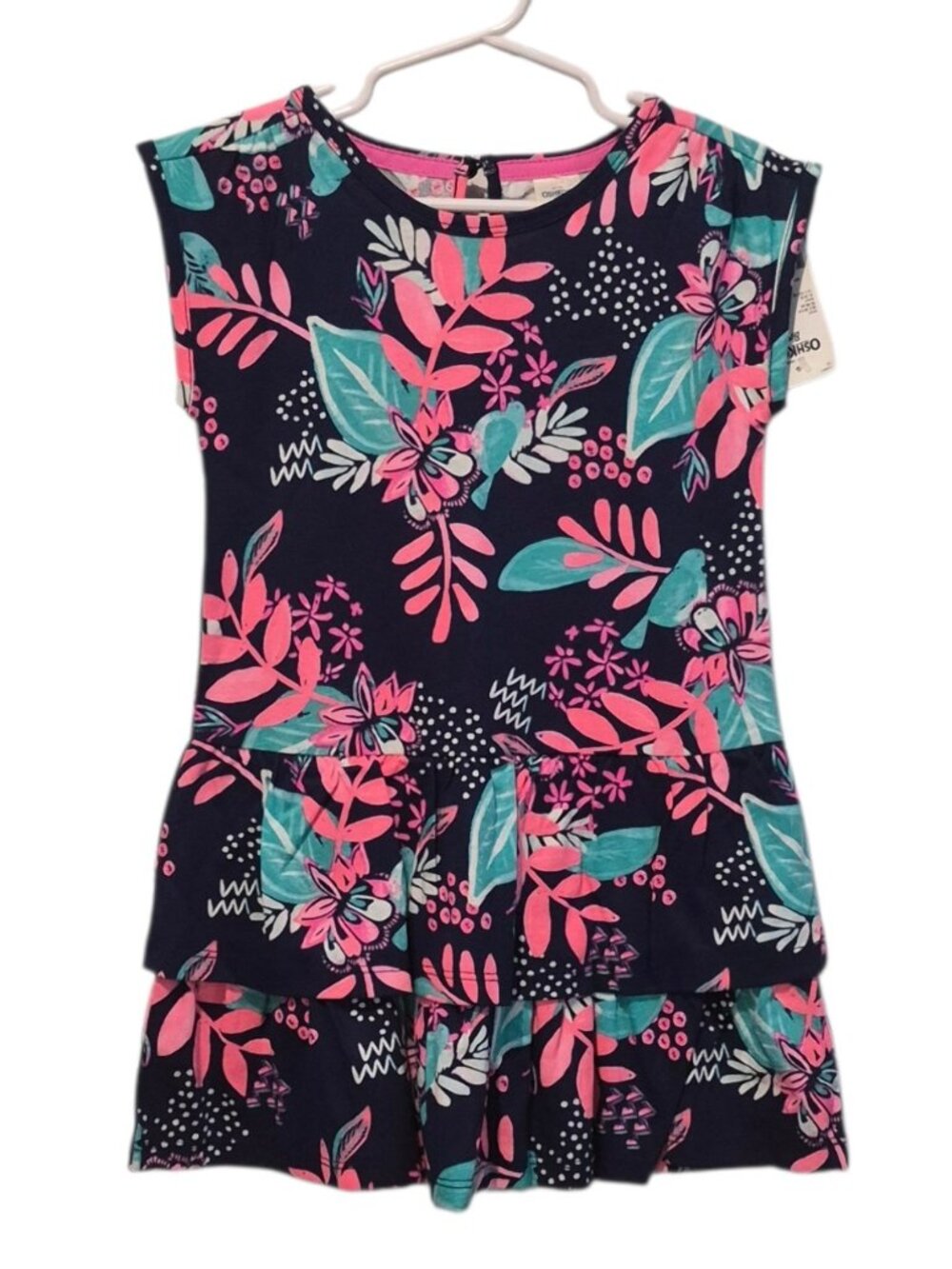 Oshkosh B'gosh Girl's Navy Floral Tiered Ruffle Dress Size 3T